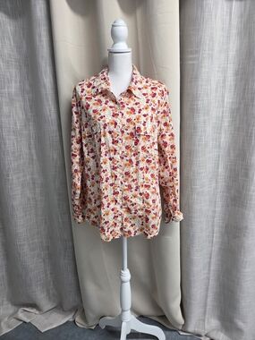 Style & Co. Floral Button-Up Top in Pink, Orange & Cream Size 22W